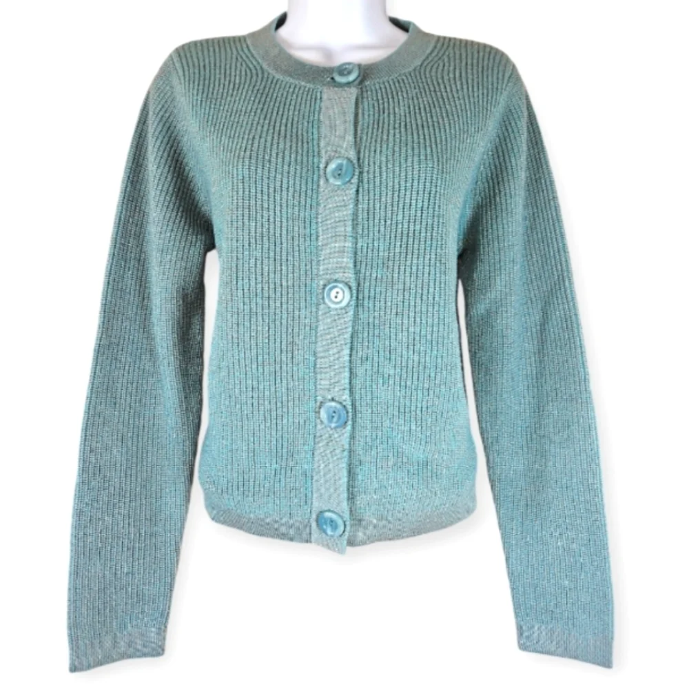 NWOT Pendleton green Merino wool blend cardigan sweater Womens Medium